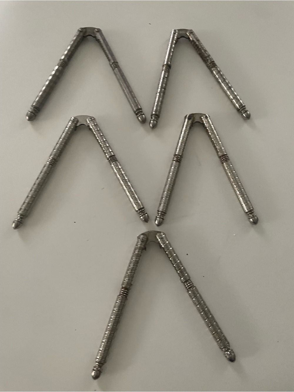 Set of 5 Silver Metal Traditional Handheld Nut & Shell Cracker Tools